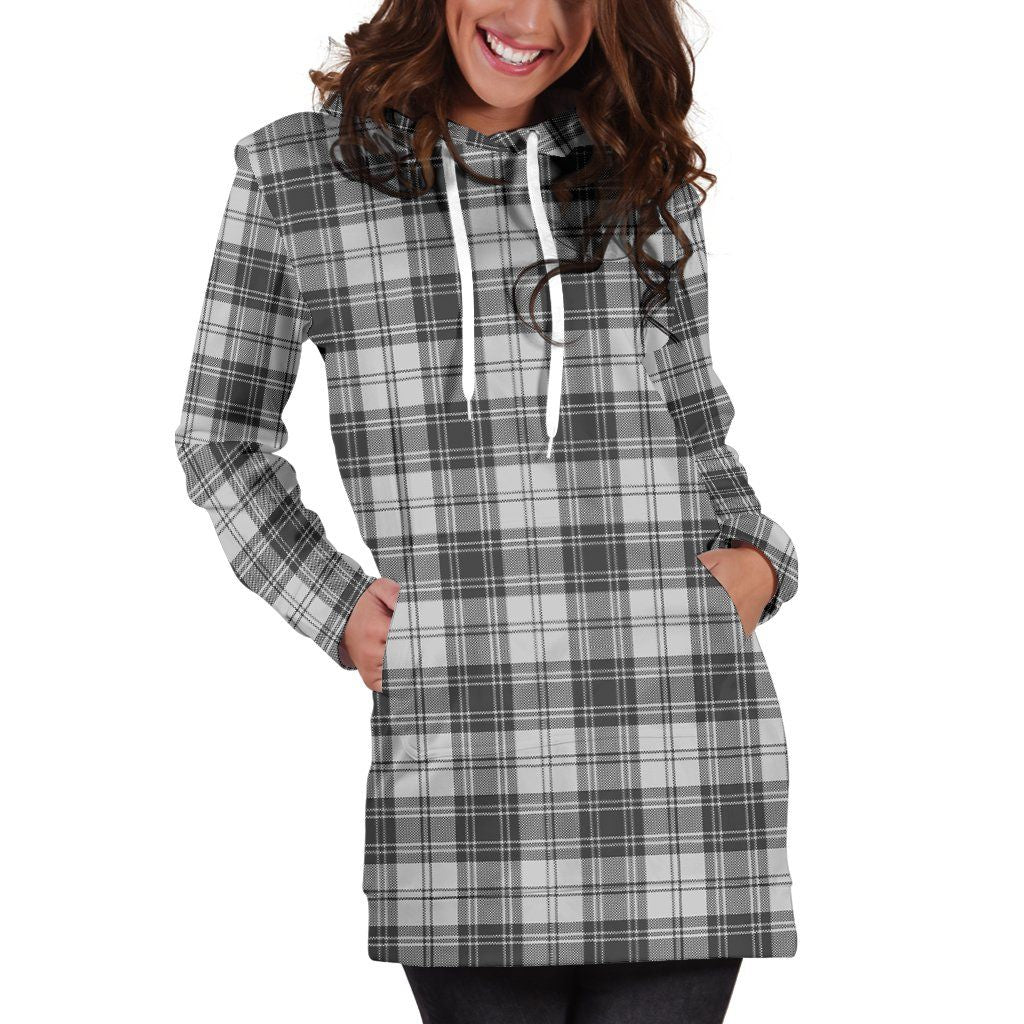 Douglas Grey Modern Tartan Plaid Hoodie Dress