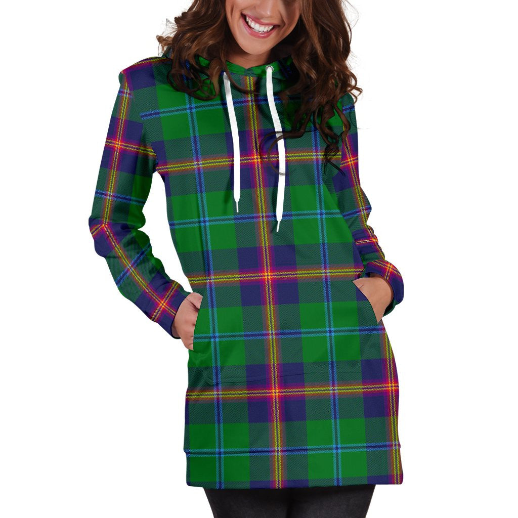 Young Modern Tartan Plaid Hoodie Dress