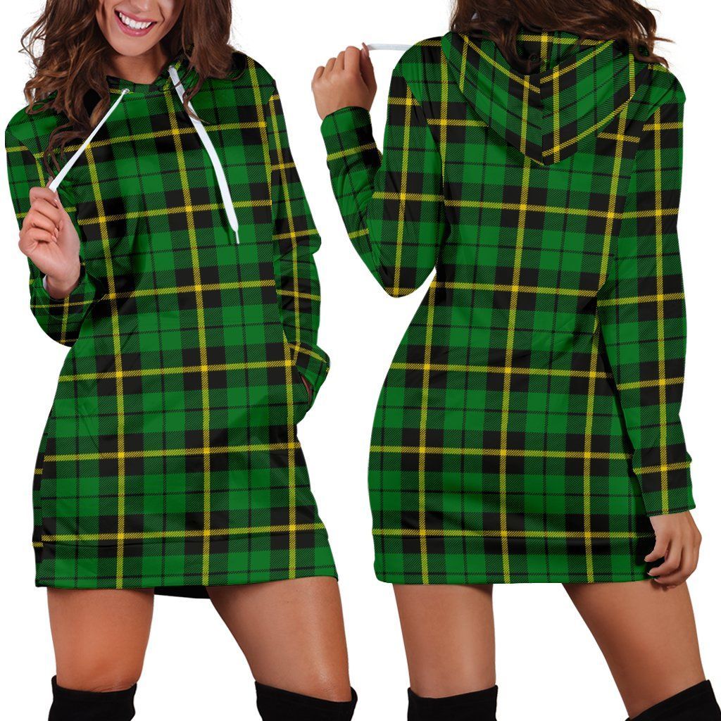 Wallace Hunting, Green Tartan Plaid Hoodie Dress