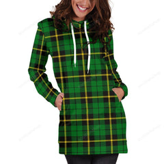 Wallace Hunting, Green Tartan Plaid Hoodie Dress