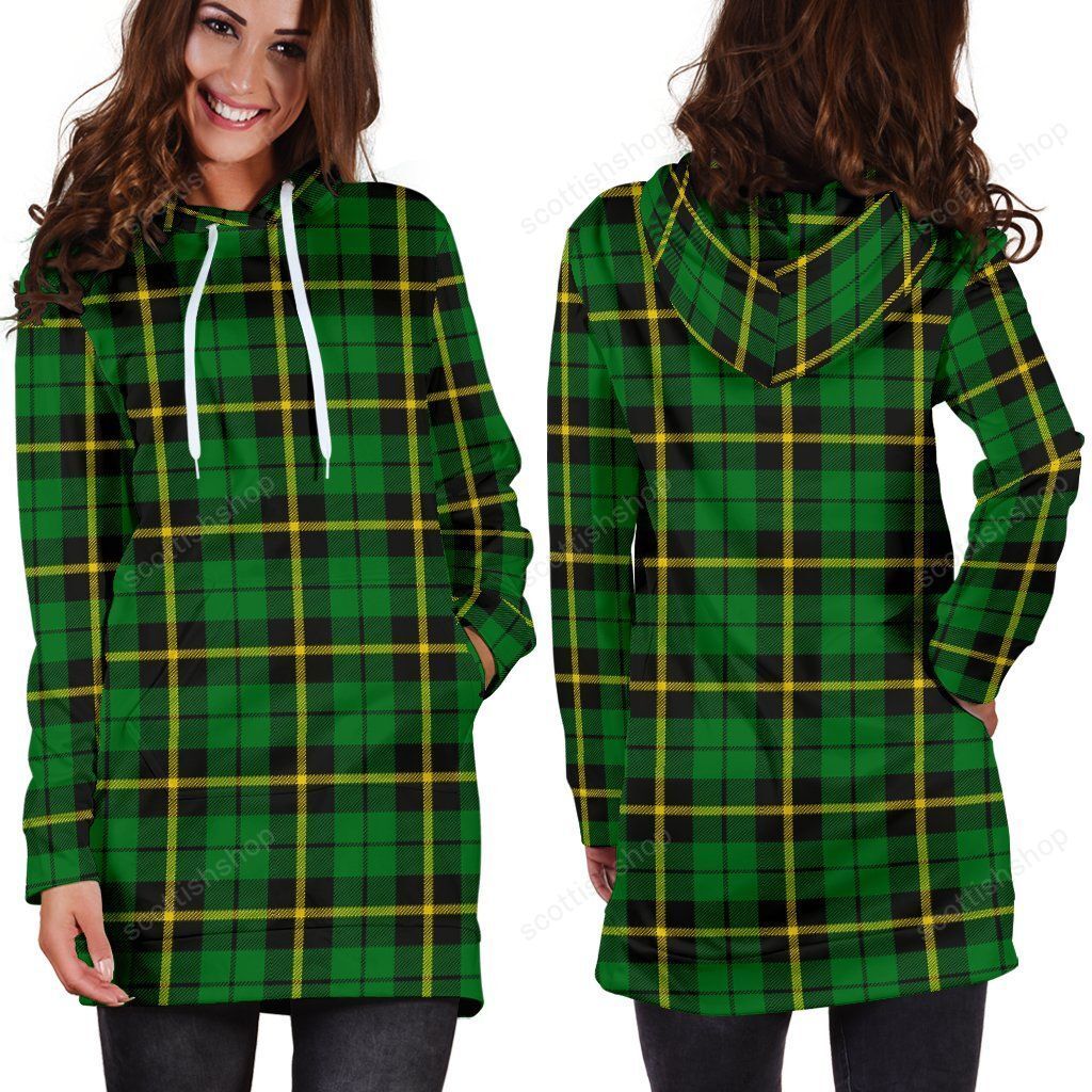 Wallace Hunting, Green Tartan Plaid Hoodie Dress