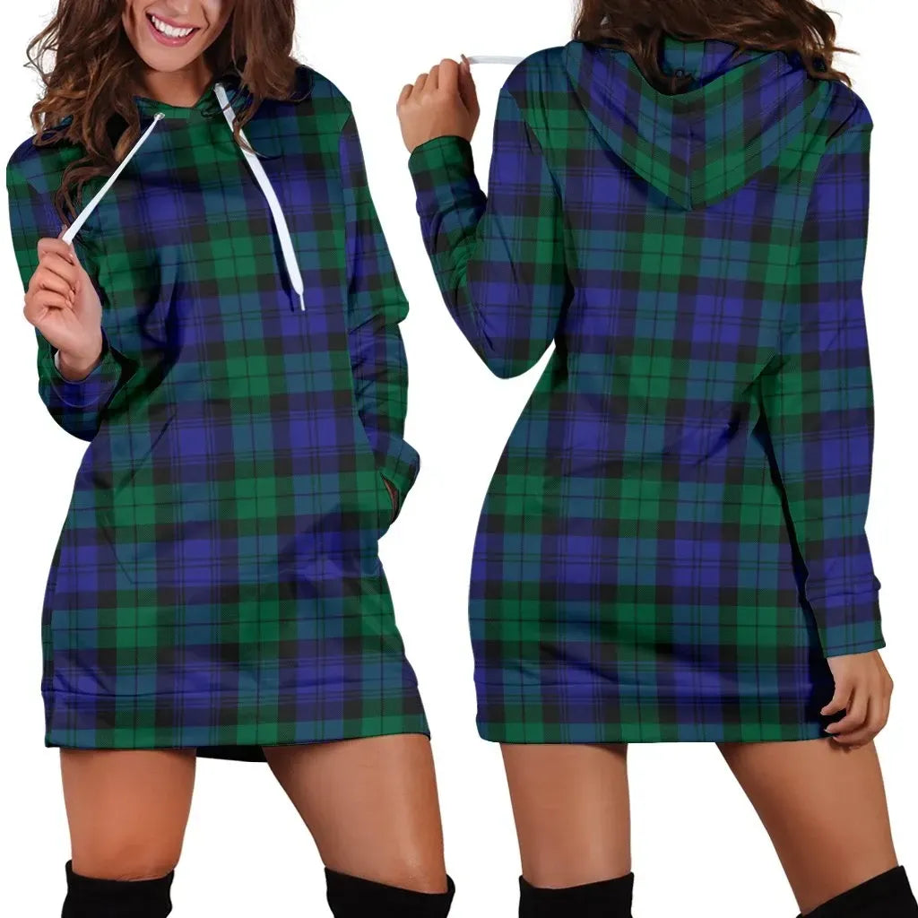 Blackwatch Modern Tartan Plaid Hoodie Dress
