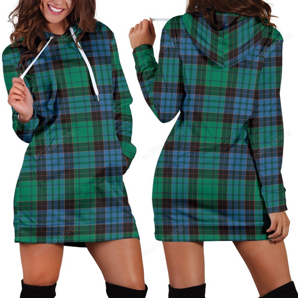 Stewart Old Ancient Tartan Plaid Hoodie Dress