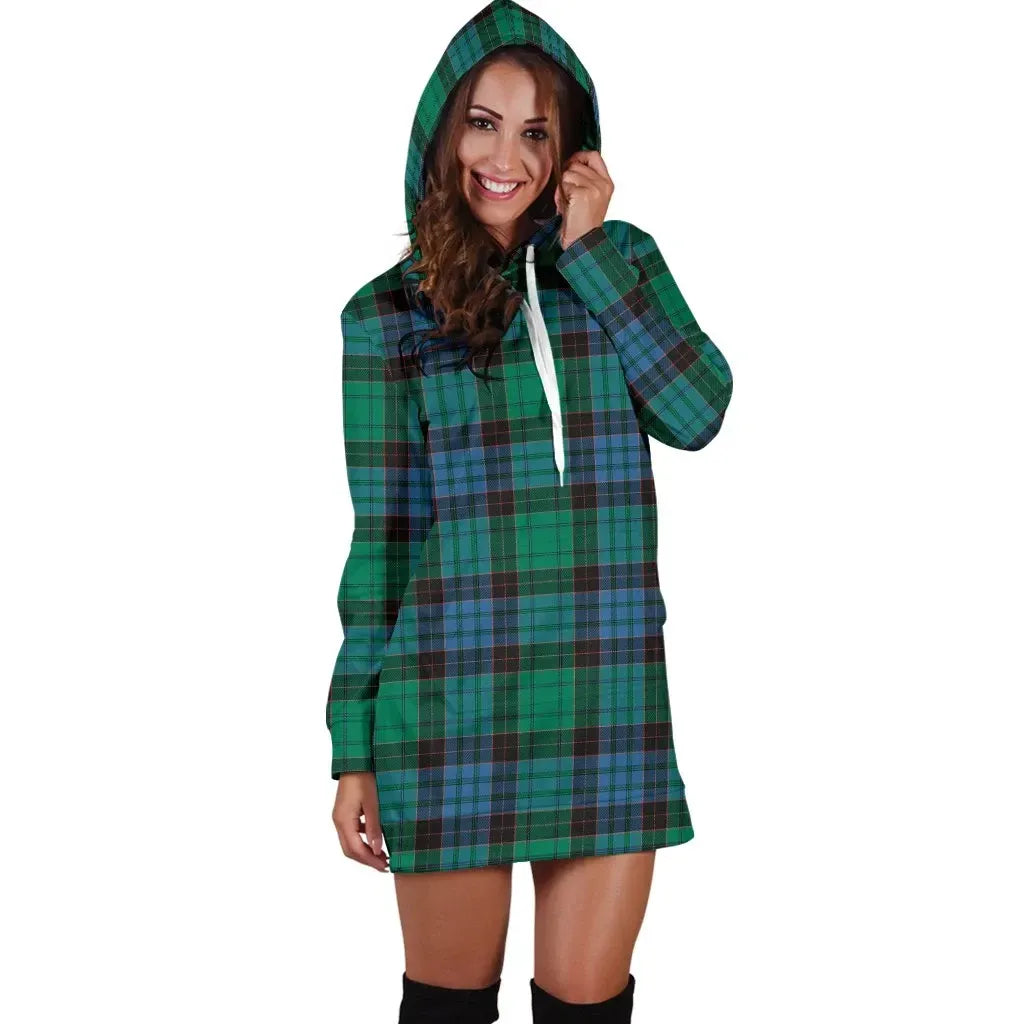 Stewart Old Ancient Tartan Plaid Hoodie Dress