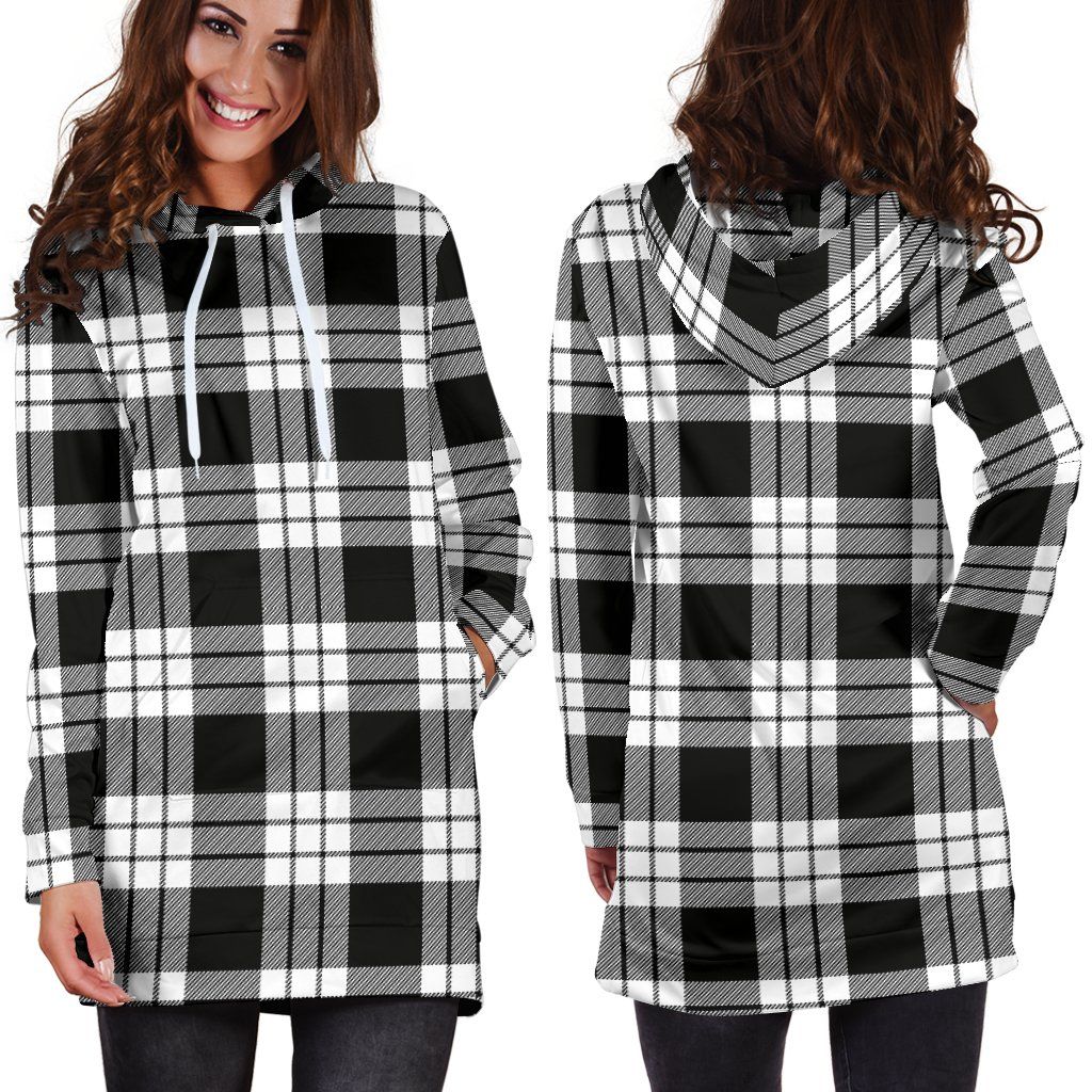 MacFarlane Black & White Tartan Plaid Hoodie Dress