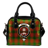 Menzies Green Modern Tartan Crest Shoulder Handbag