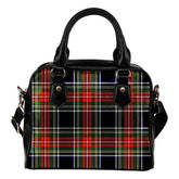 Stewart Black Tartan Plaid Shoulder Handbag