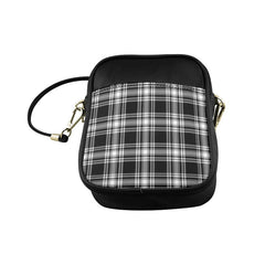 Menzies Black _ White Modern Tartan Plaid Sling Bag