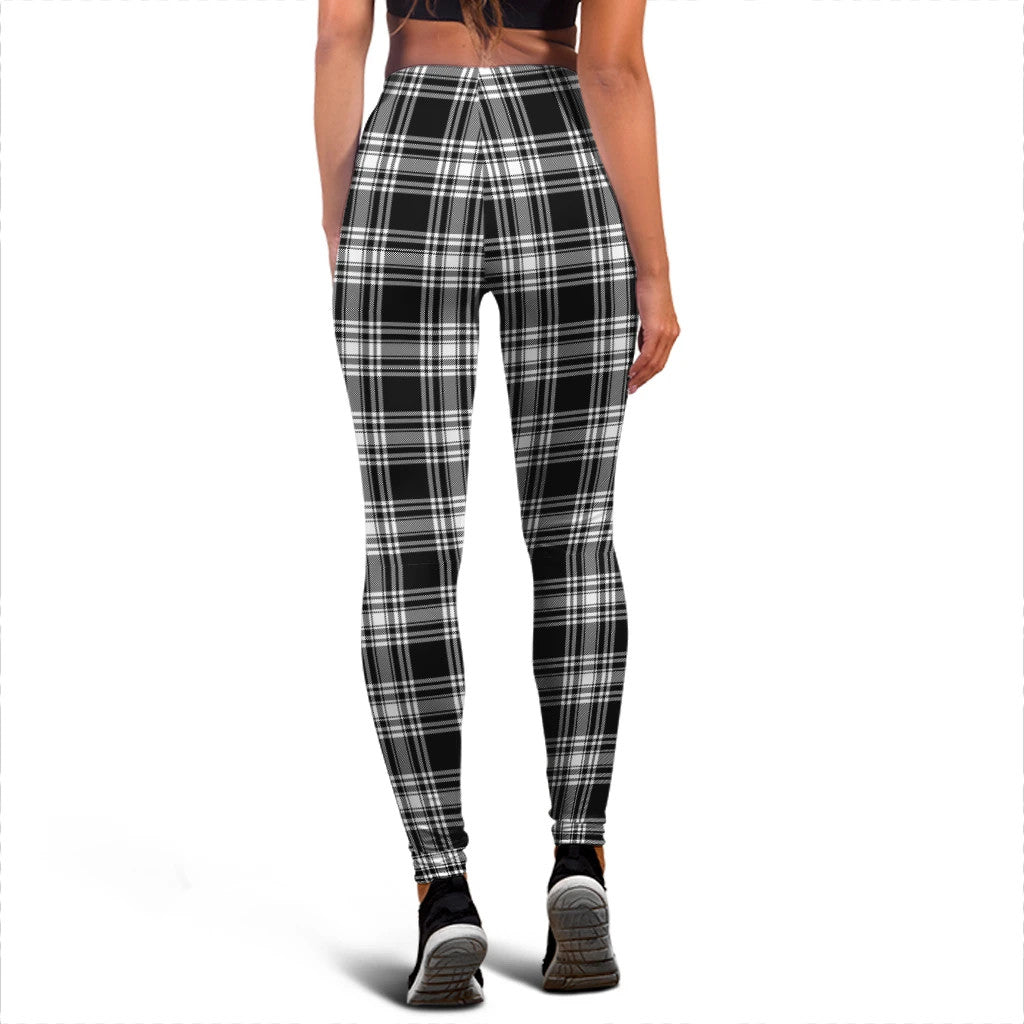 Menzies Black & White Modern Tartan Plaid Legging