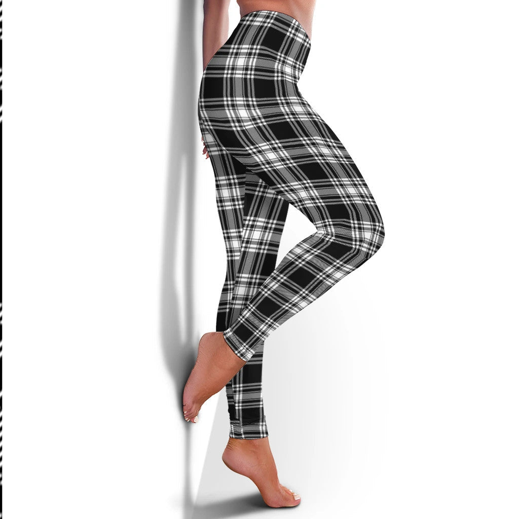 Menzies Black & White Modern Tartan Plaid Legging