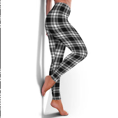 Menzies Black & White Modern Tartan Plaid Legging