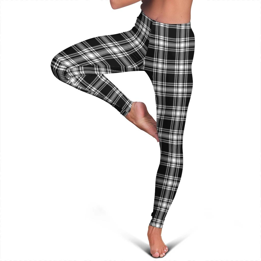 Menzies Black & White Modern Tartan Plaid Legging