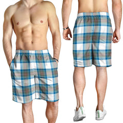 Stewart Muted Blue Tartan Plaid Men's Shorts
