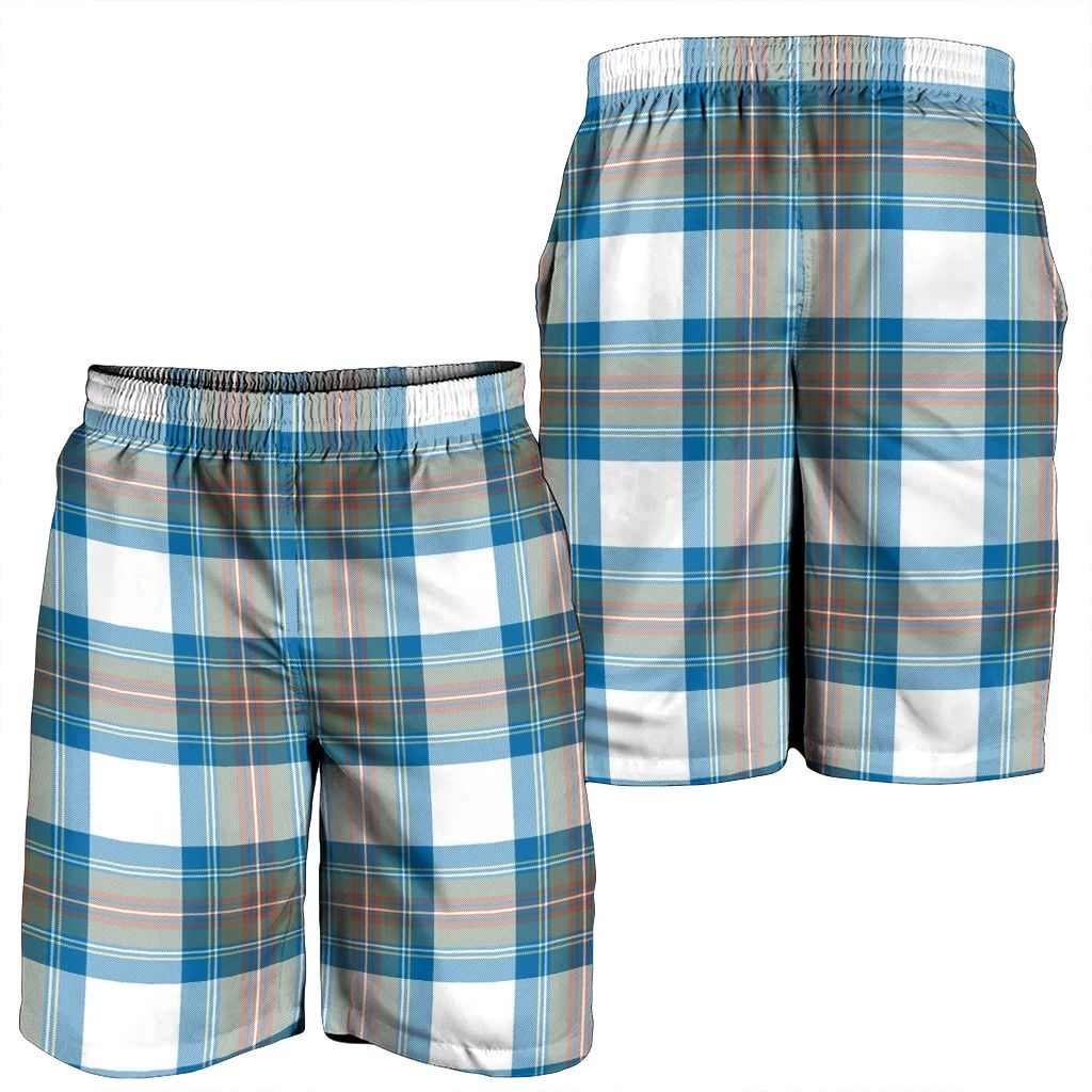 Stewart Muted Blue Tartan Plaid Men's Shorts