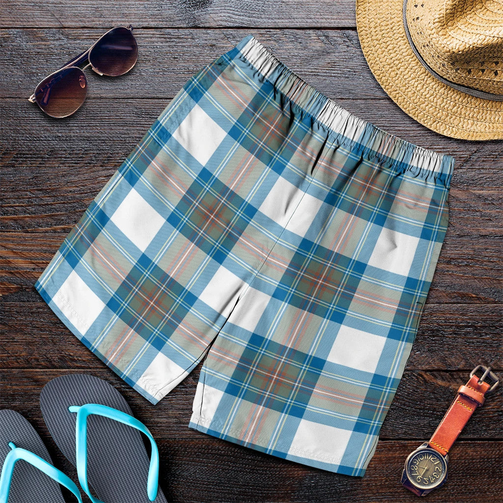 Stewart Muted Blue Tartan Plaid Men's Shorts