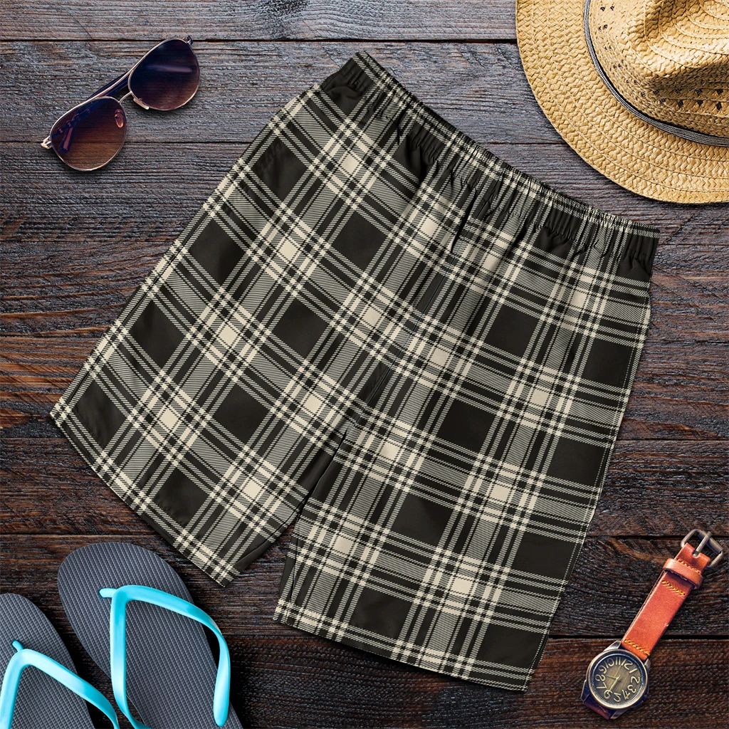 Menzies Black & White Ancient Tartan Plaid Men's Shorts