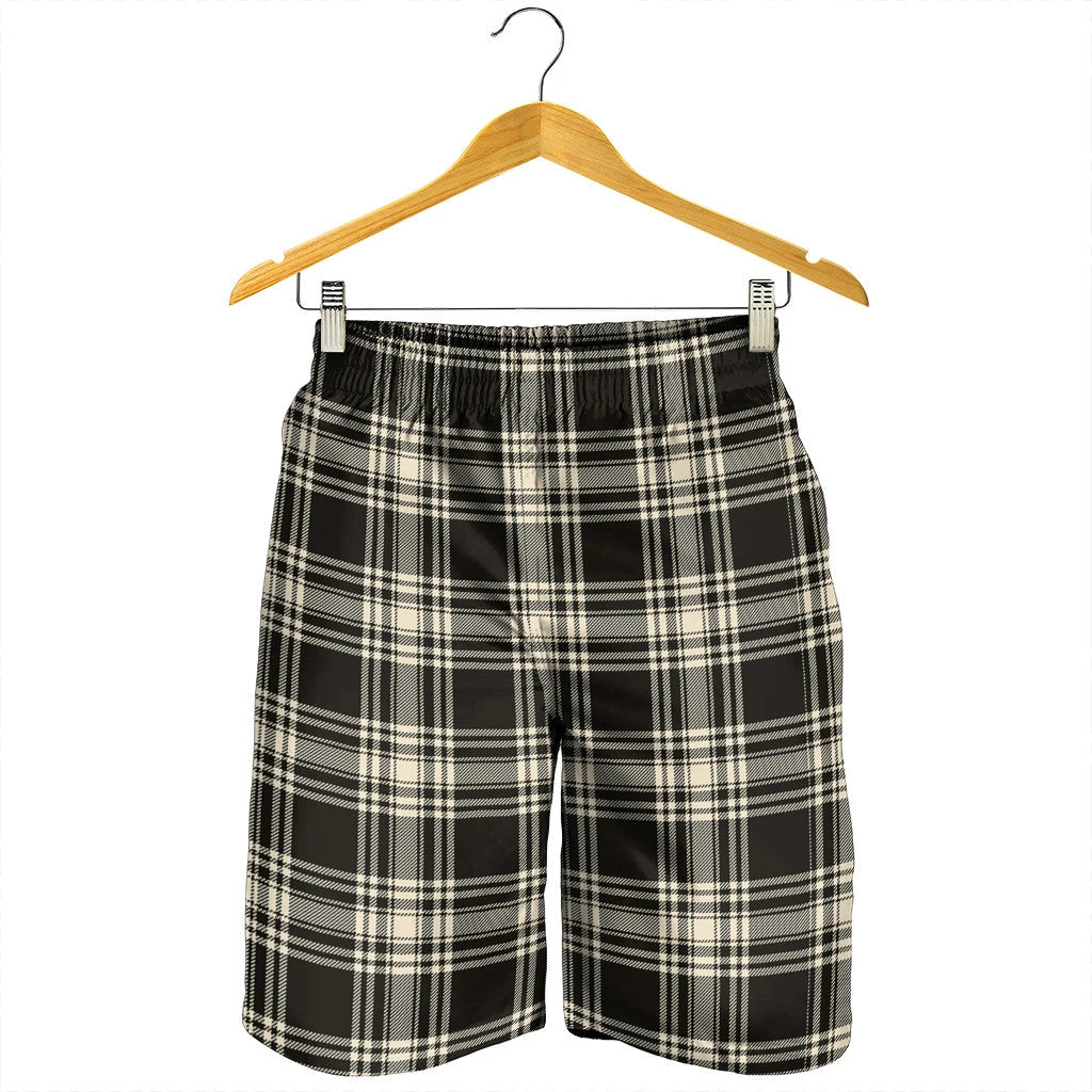 Menzies Black & White Ancient Tartan Plaid Men's Shorts