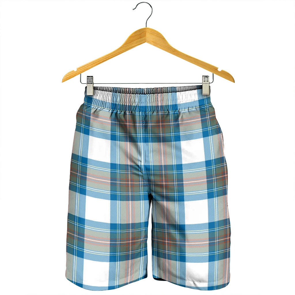 Stewart Muted Blue Tartan Plaid Men's Shorts