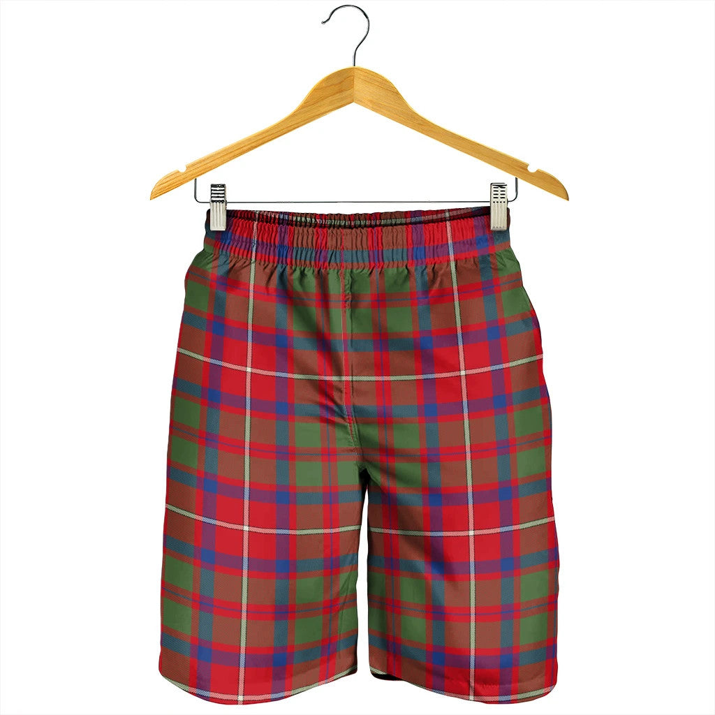 Shaw Red Modern Tartan Plaid Men's Shorts