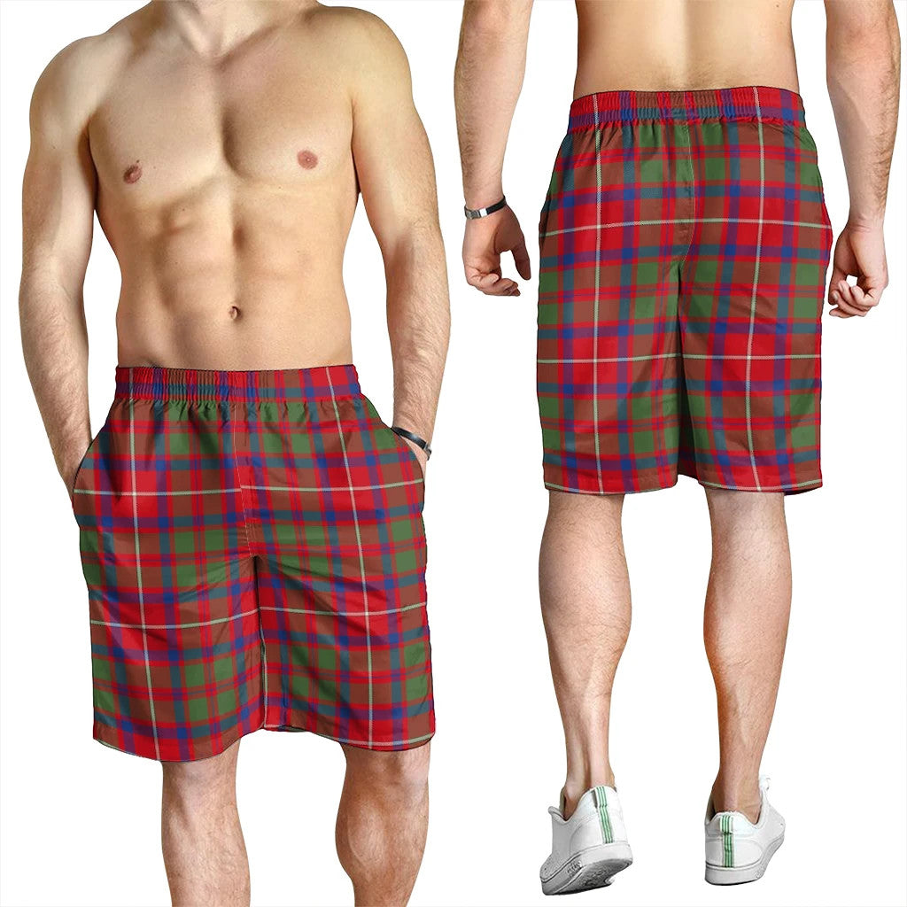 Shaw Red Modern Tartan Plaid Men's Shorts