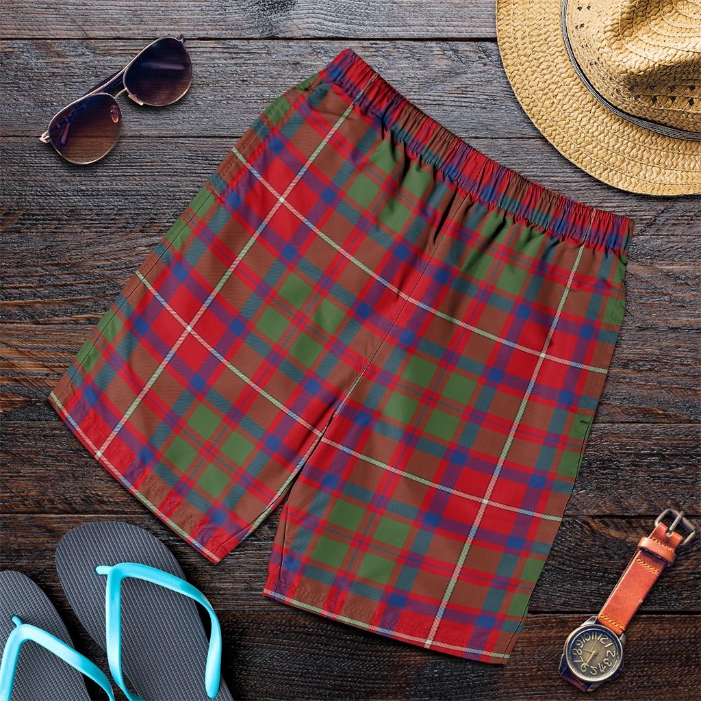 Shaw Red Modern Tartan Plaid Men's Shorts
