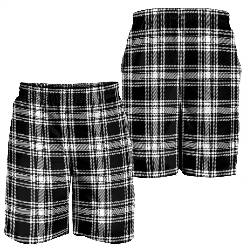 Menzies Black & White Modern Tartan Plaid Men's Shorts