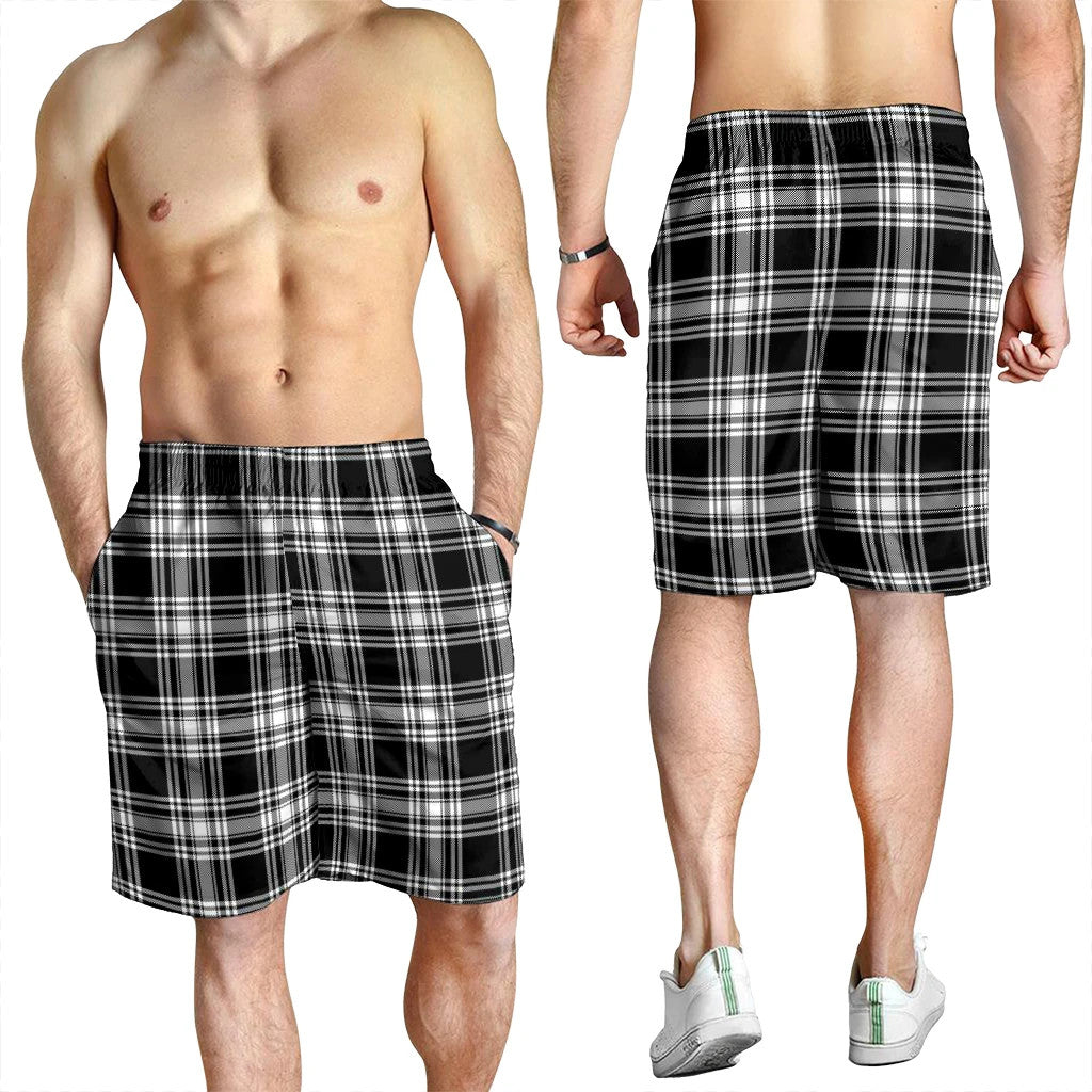 Menzies Black & White Modern Tartan Plaid Men's Shorts
