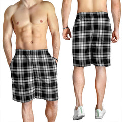 Menzies Black & White Modern Tartan Plaid Men's Shorts
