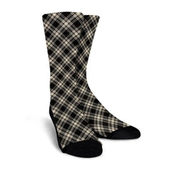 Menzies Black & White Ancient Tartan Plaid Crew Socks