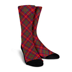 Shaw Red Modern Tartan Plaid Crew Socks
