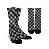 Menzies Black & White Modern Tartan Plaid Crew Socks