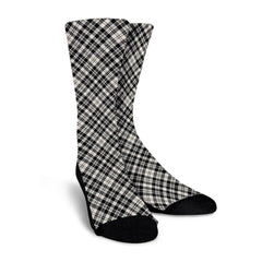 Scott Black & White Ancient Tartan Plaid Crew Socks