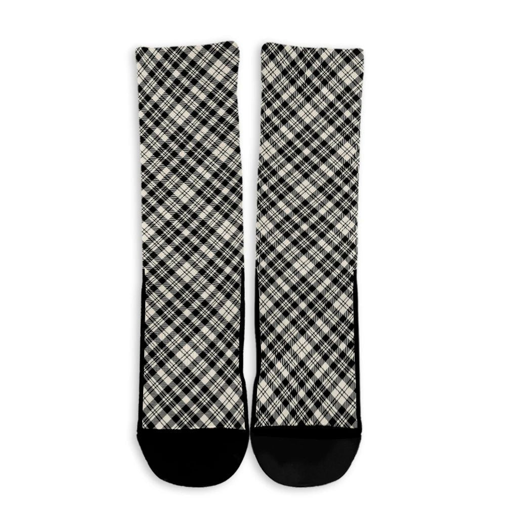 Scott Black & White Ancient Tartan Plaid Crew Socks