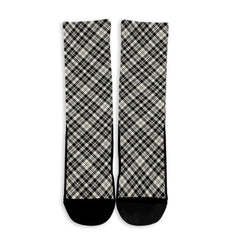 Scott Black & White Ancient Tartan Plaid Crew Socks