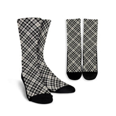 Scott Black & White Ancient Tartan Plaid Crew Socks