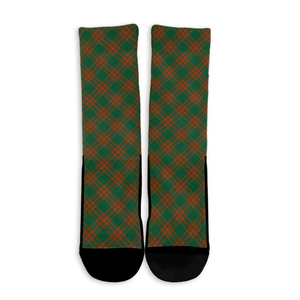 Menzies Green Ancient Tartan Plaid Crew Socks