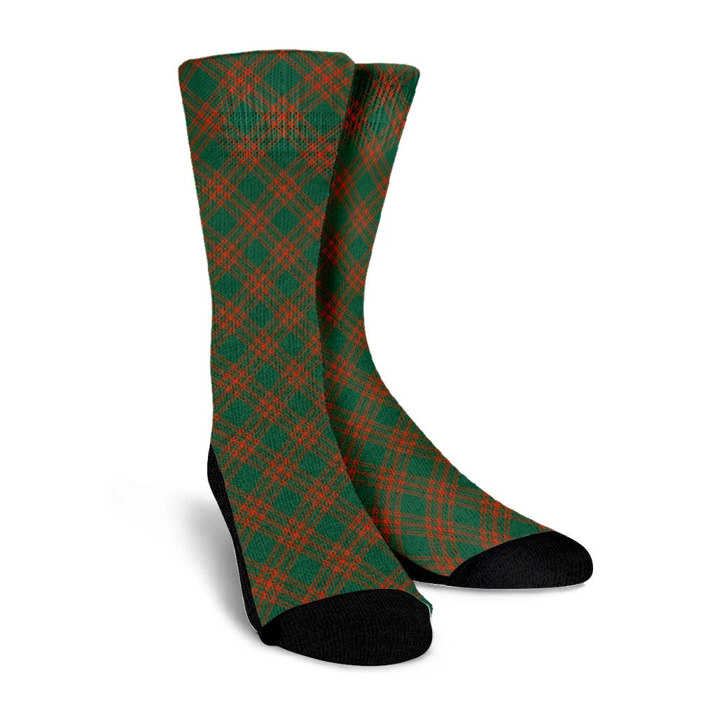 Menzies Green Ancient Tartan Plaid Crew Socks