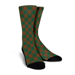 Menzies Green Ancient Tartan Plaid Crew Socks