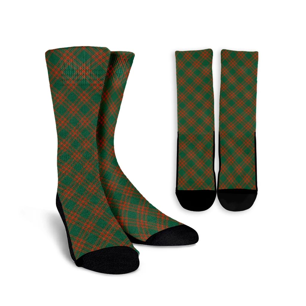 Menzies Green Ancient Tartan Plaid Crew Socks
