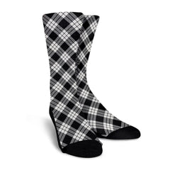MacFarlane Black & White Ancient Tartan Plaid Crew Socks
