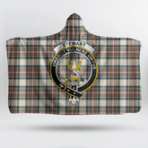 Menzies Green Modern Tartan Crest Hooded Blanket