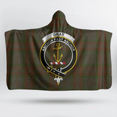 Gray Hunting Tartan Crest Hooded Blanket