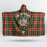 Stewart Muted Blue Tartan Crest Hooded Blanket