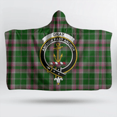 Gray Tartan Crest Hooded Blanket