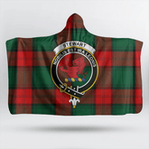Menzies Black & White Modern Tartan Crest Hooded Blanket
