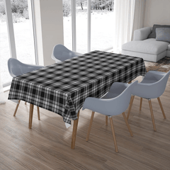 Menzies Black & White Modern Tartan Plaid Tablecloth