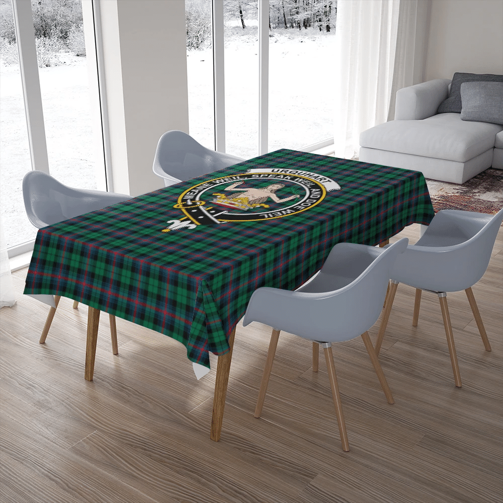 Urquhart Broad Red Ancient Tartan Crest Tablecloth