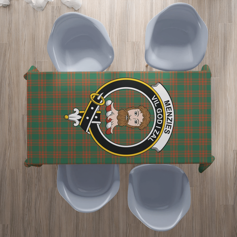 Menzies Green Ancient Tartan Crest Tablecloth