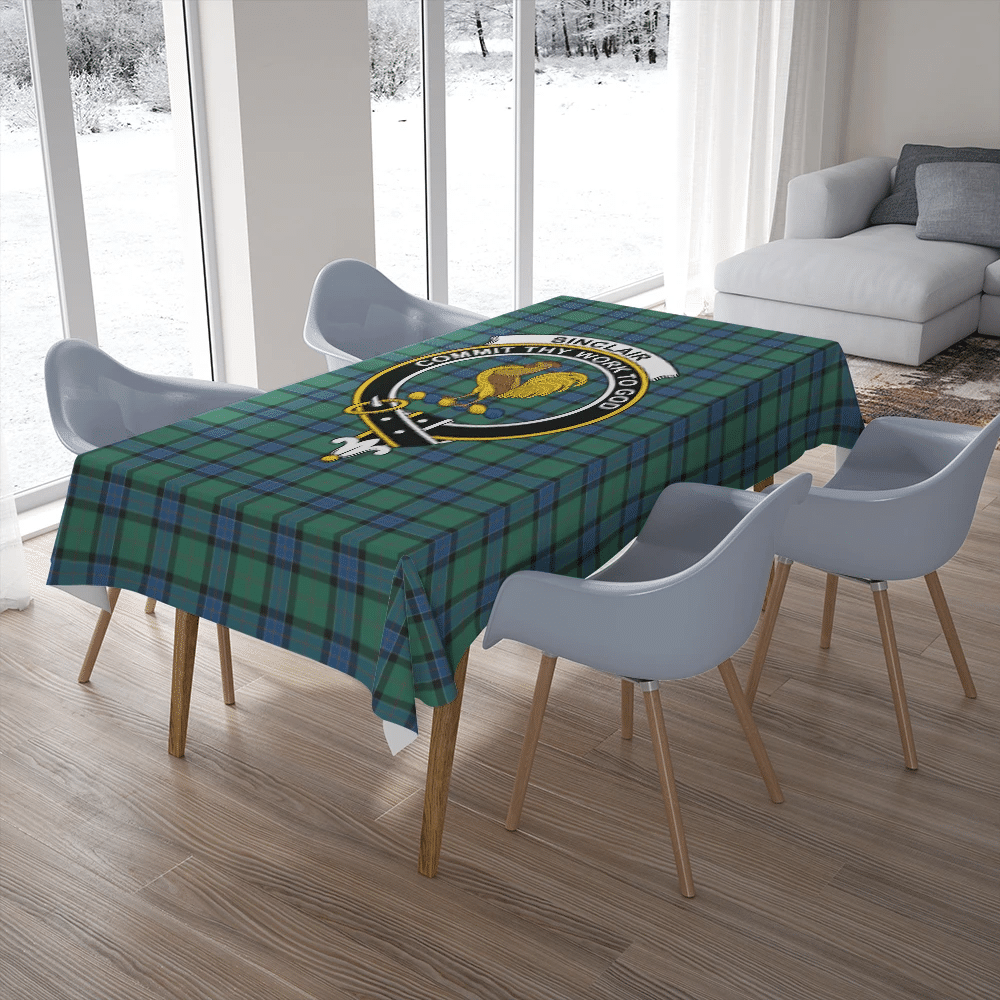 Sinclair Hunting Ancient Tartan Crest Tablecloth