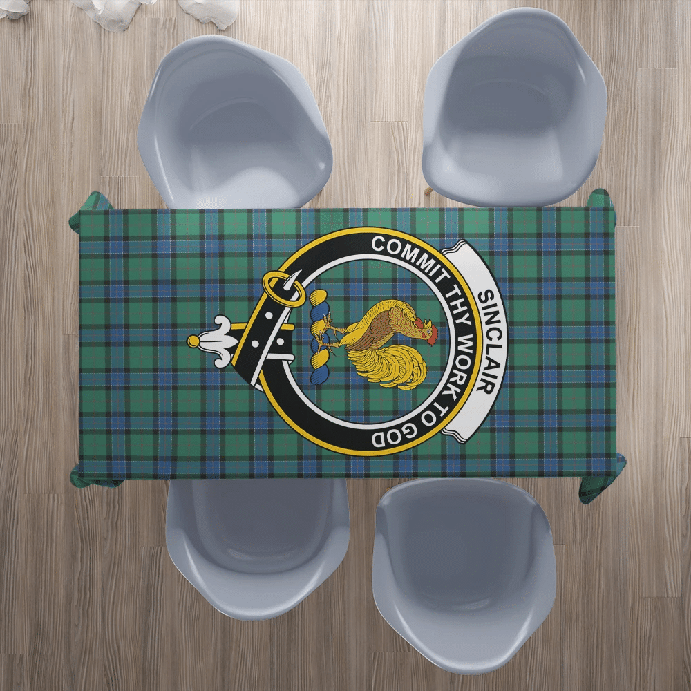 Sinclair Hunting Ancient Tartan Crest Tablecloth